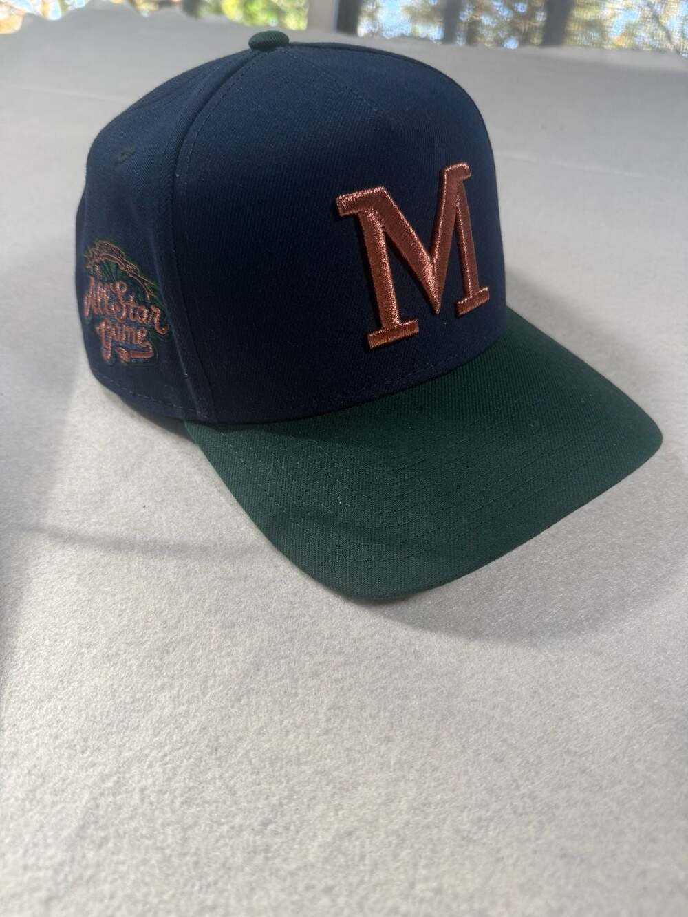 New Era Milwaukee Brewers Two Tone Navy Green ASG 9Forty A Frame Snapback Hat